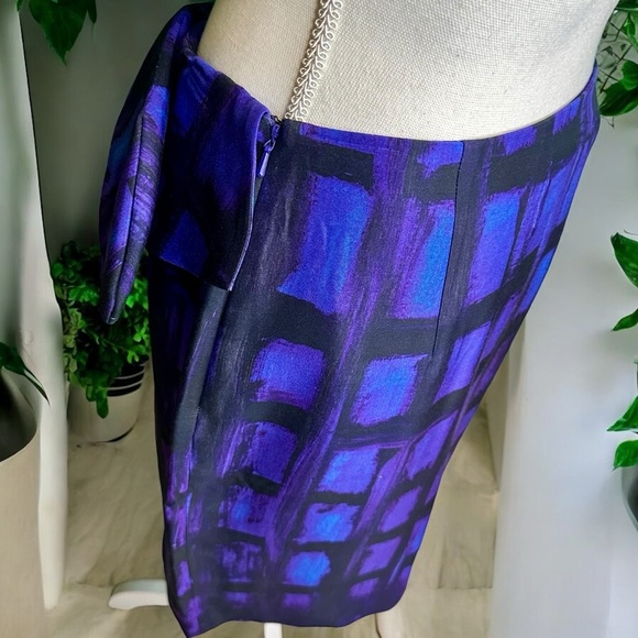 NWT Moschino Couture Purple & Black Abstract Print Bow Detail Mini Skirt Size 8 - Picture 8 of 16
